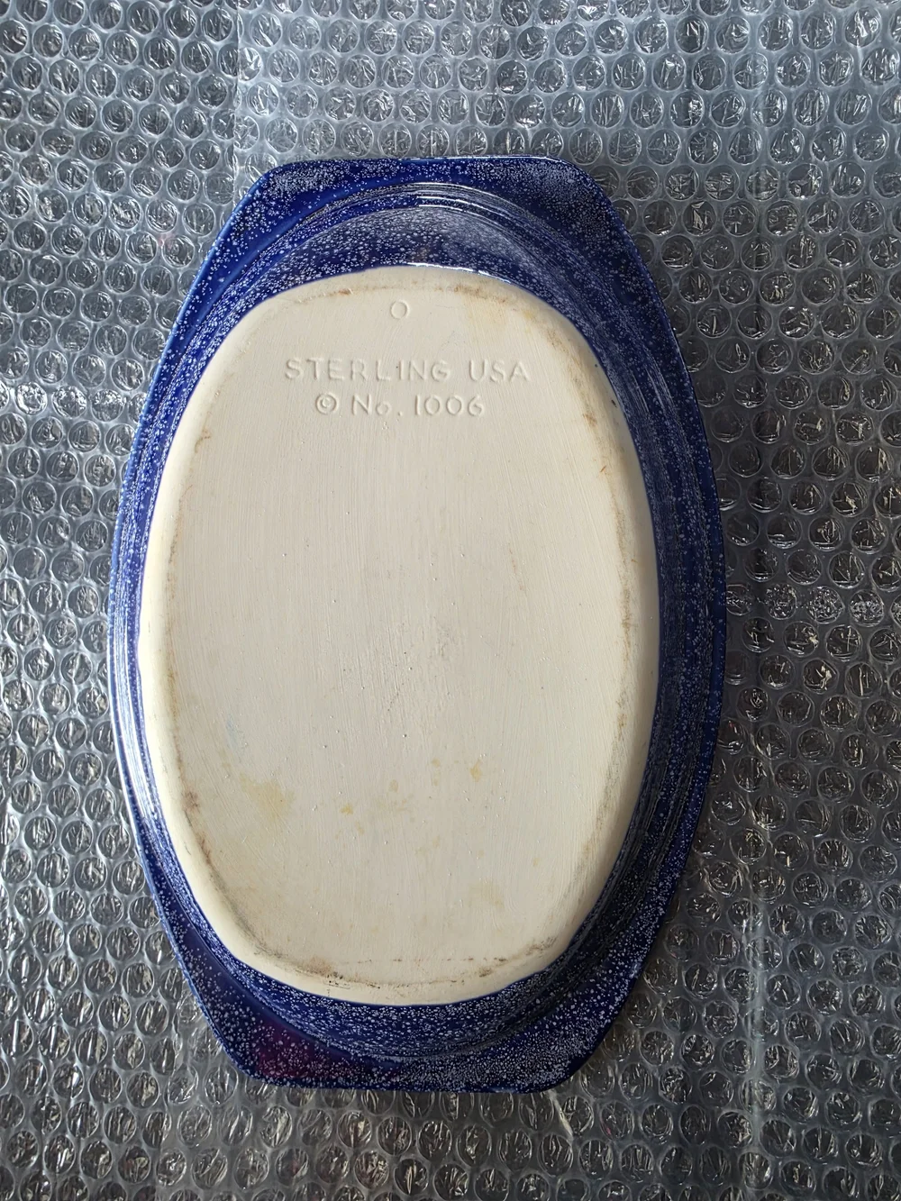 Blue Sterling Usa Speckled Oval Serving Dish